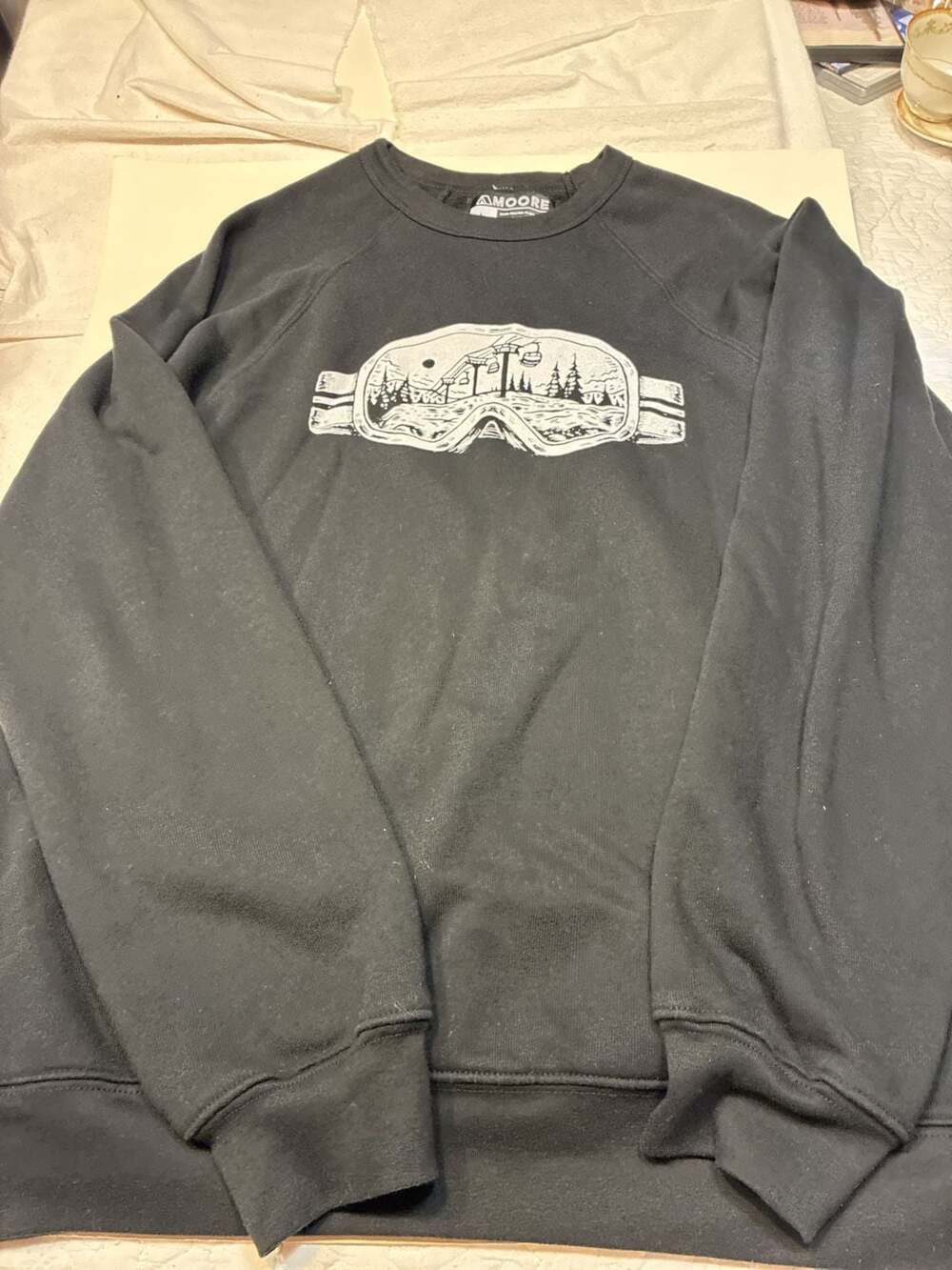 Amoore Ski Goggles Sweatshirt Size L Black Mountain View Pullover